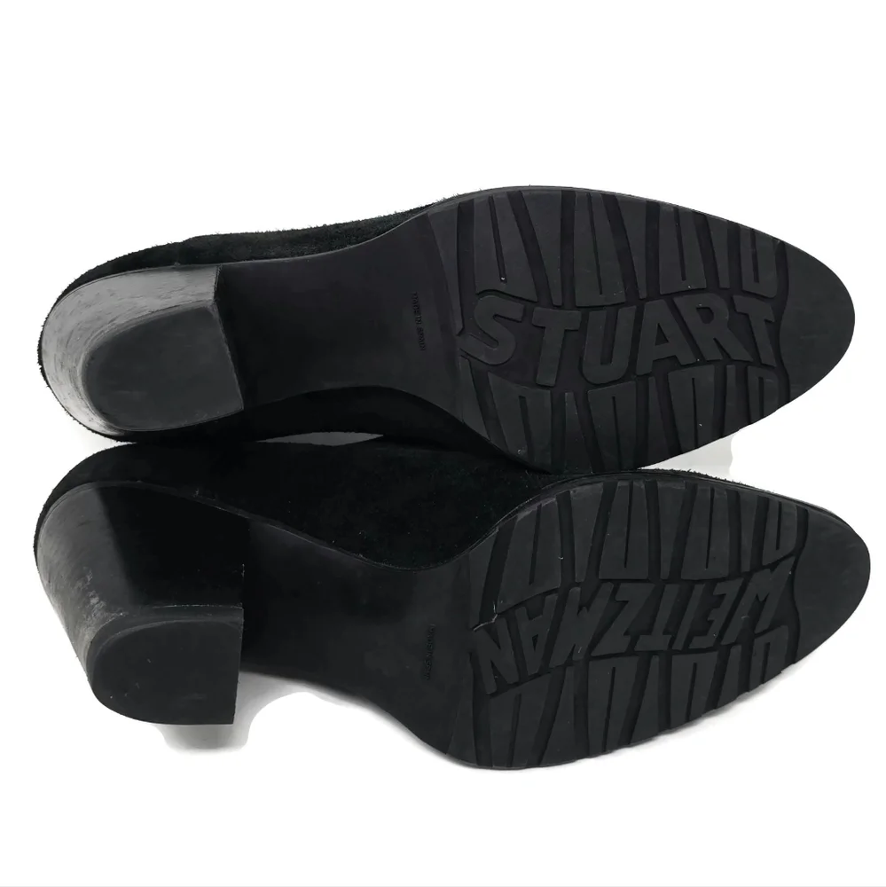 Stuart Weitzman Black Suede Heeled Oxfords